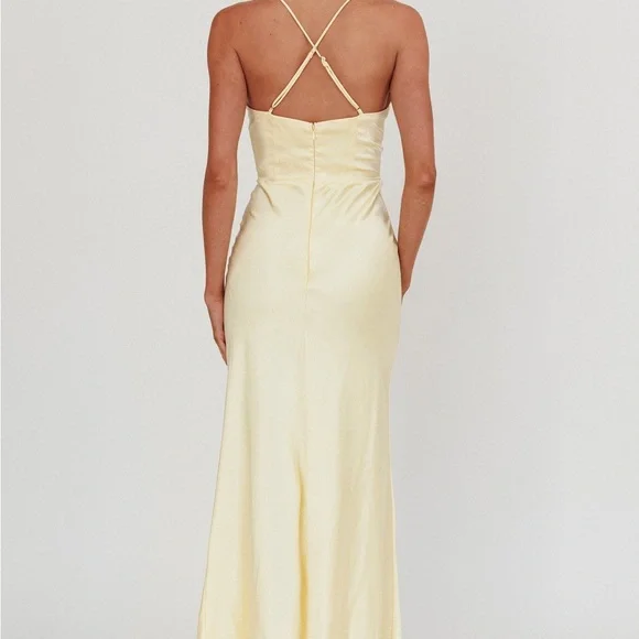 Selfie Leslie- Summer Of Love Lace Trim Maxi Dress Lemon - Picture 2 of 3